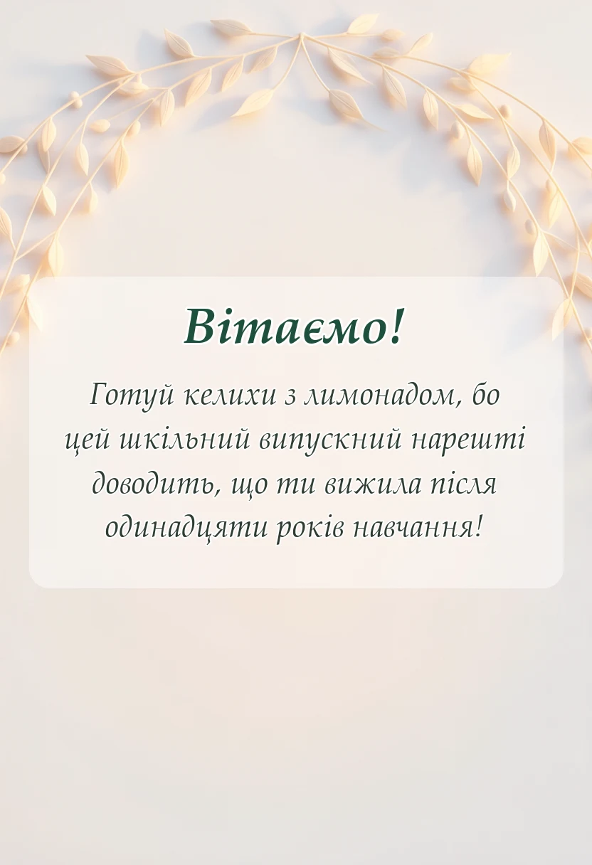 листівка з побажанням - привітання випускниці школи