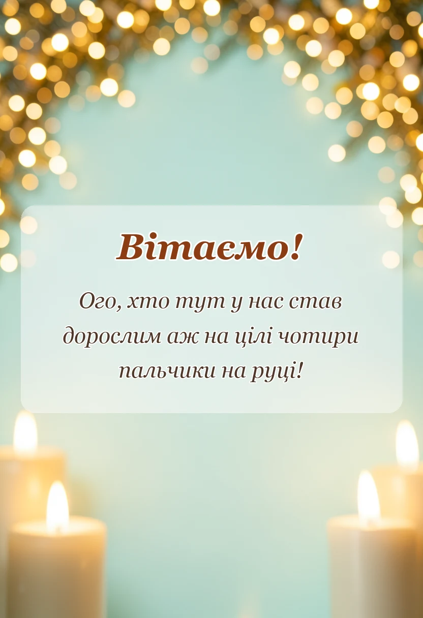 вітальна листівка - привітання з днем народження 4 роки дівчинці