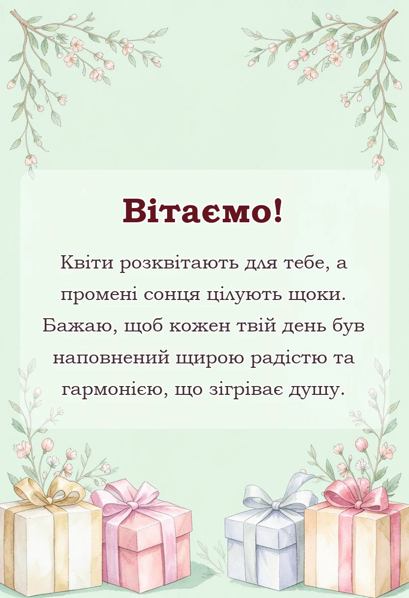 листівка з побажанням - привітання з 8 березня