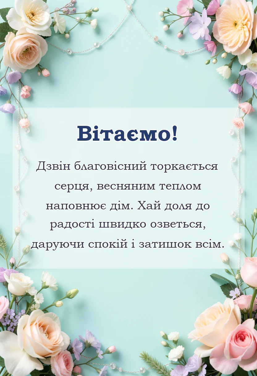 вітальна листівка - привітання з благовіщенням