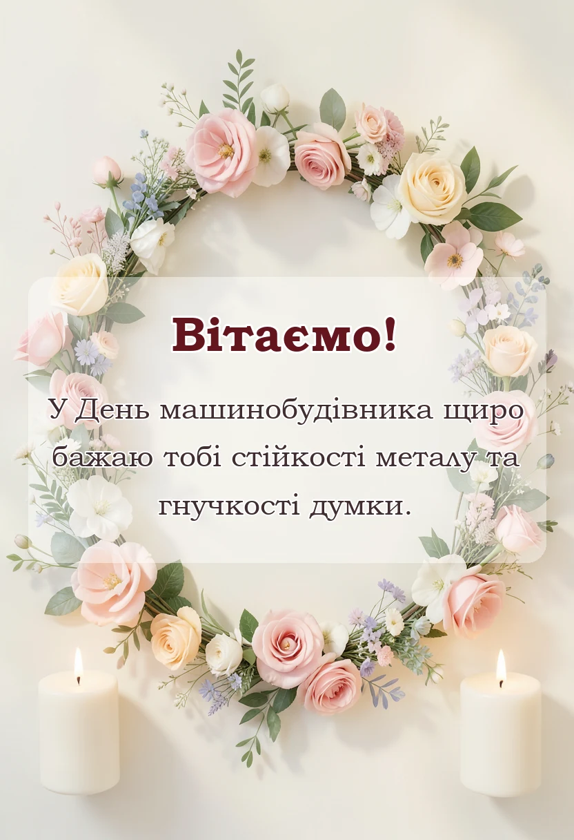 вітальна листівка - привітання з днем машинобудівника