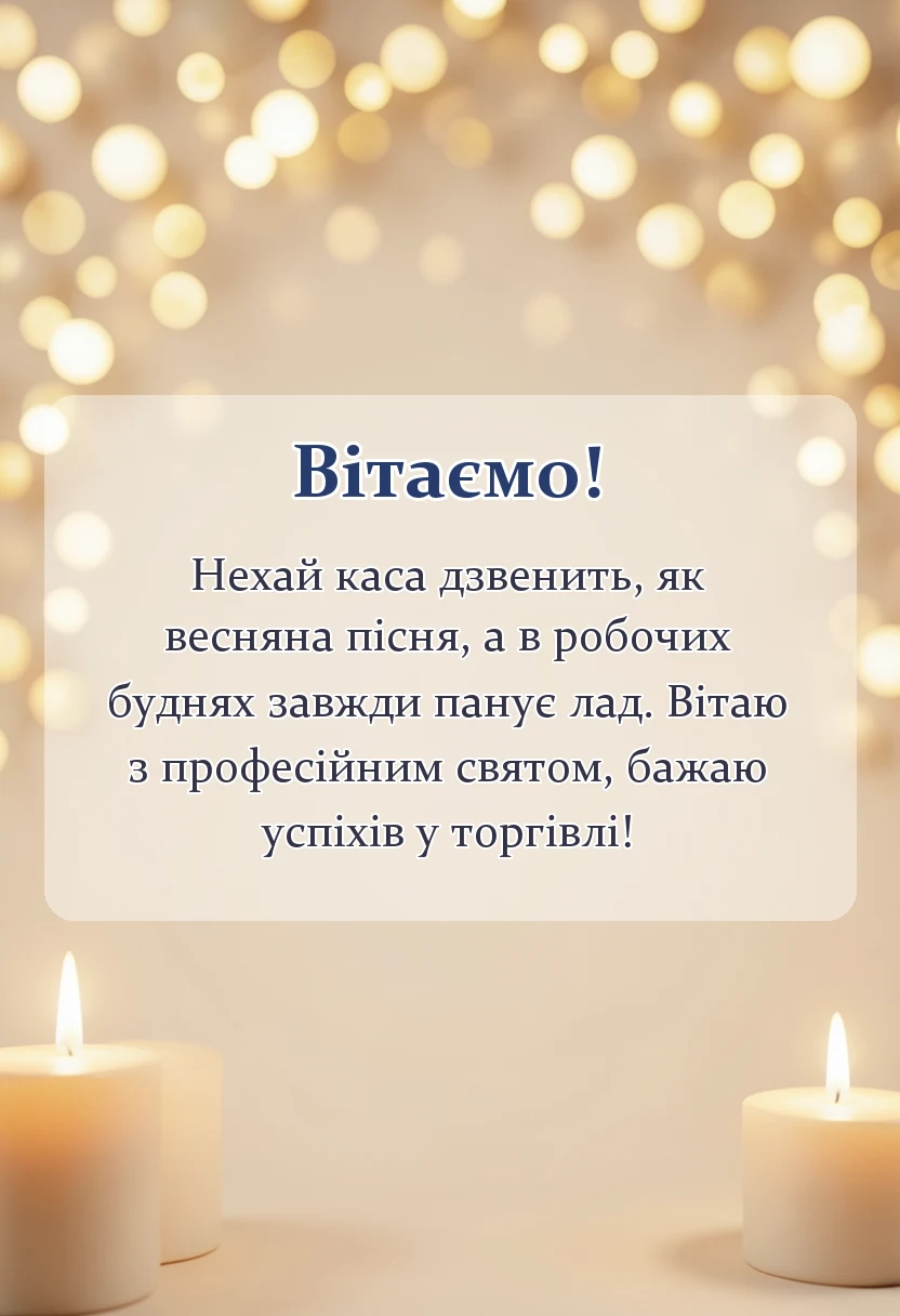унікальна листівка - привітання з днем працівника торгівлі