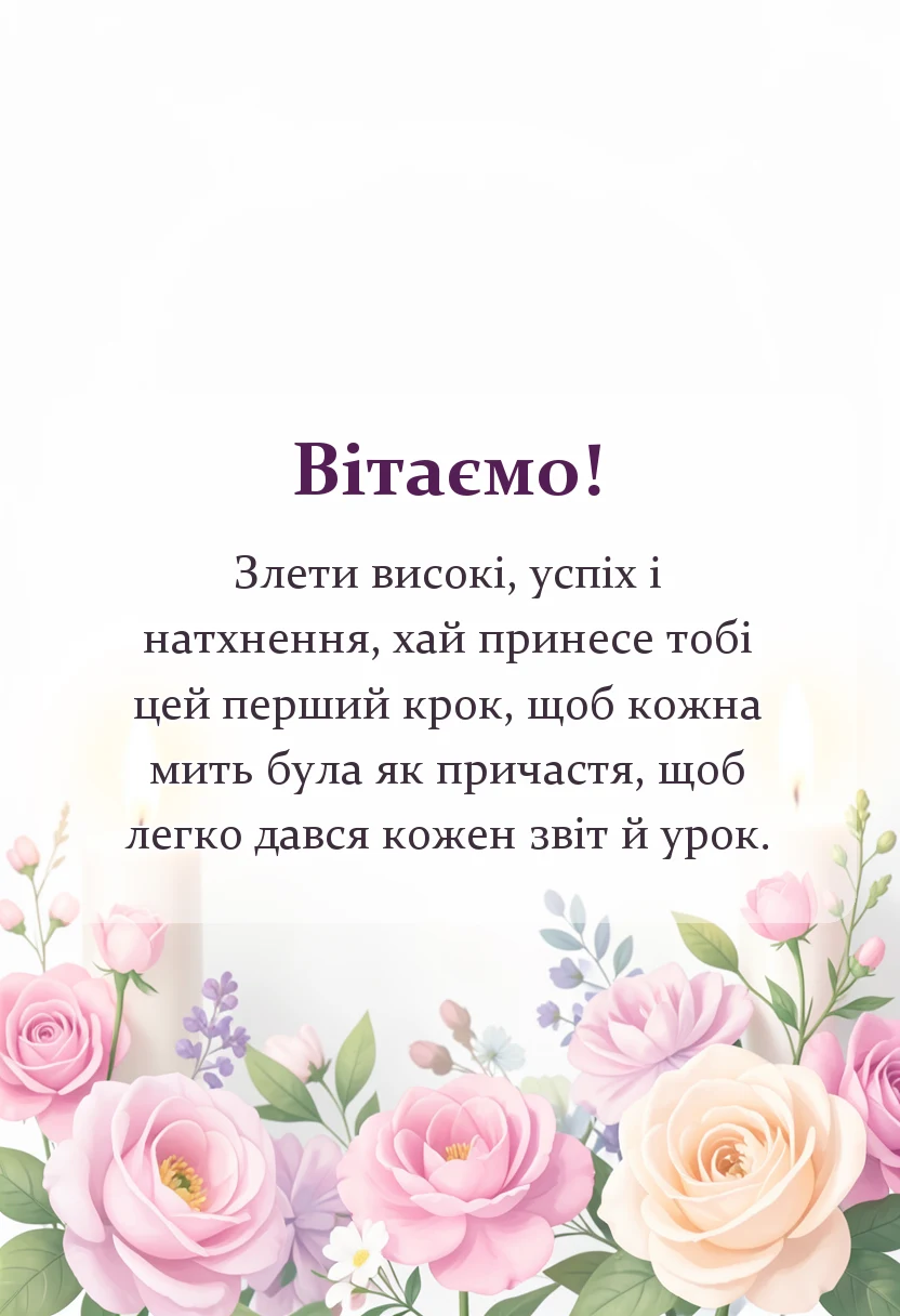 листівка з побажанням - картинка з першим робочим днем українською