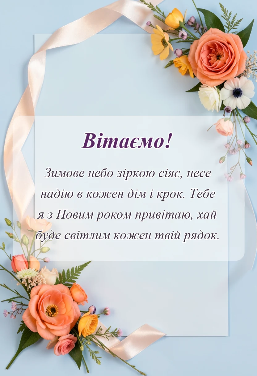красива листівка: привітання з новим роком текст
