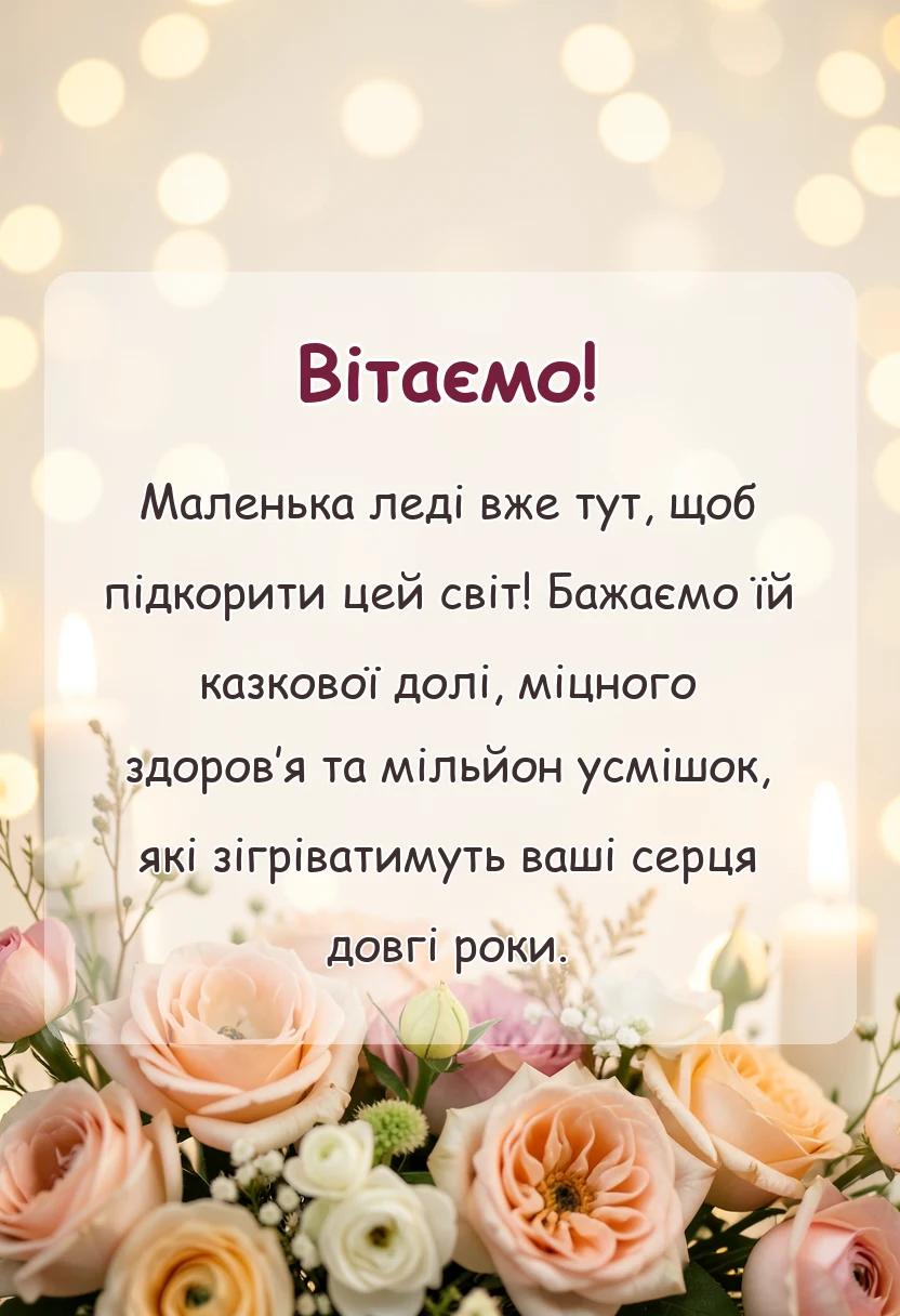 листівка з побажанням - прикольні привітання з народженням донечки своїми словами