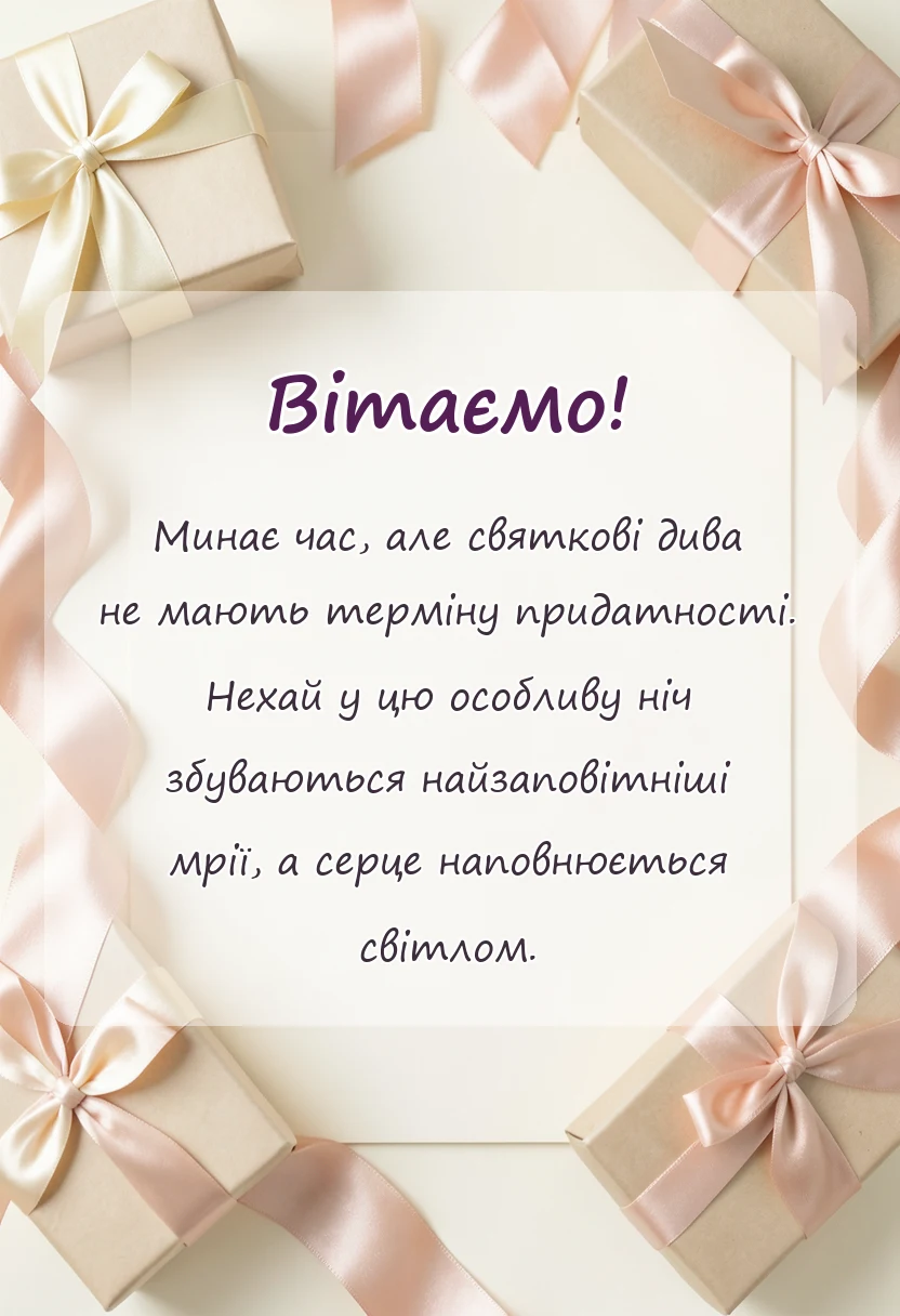 вітальна листівка - привітання з прийдешнім старим новим роком