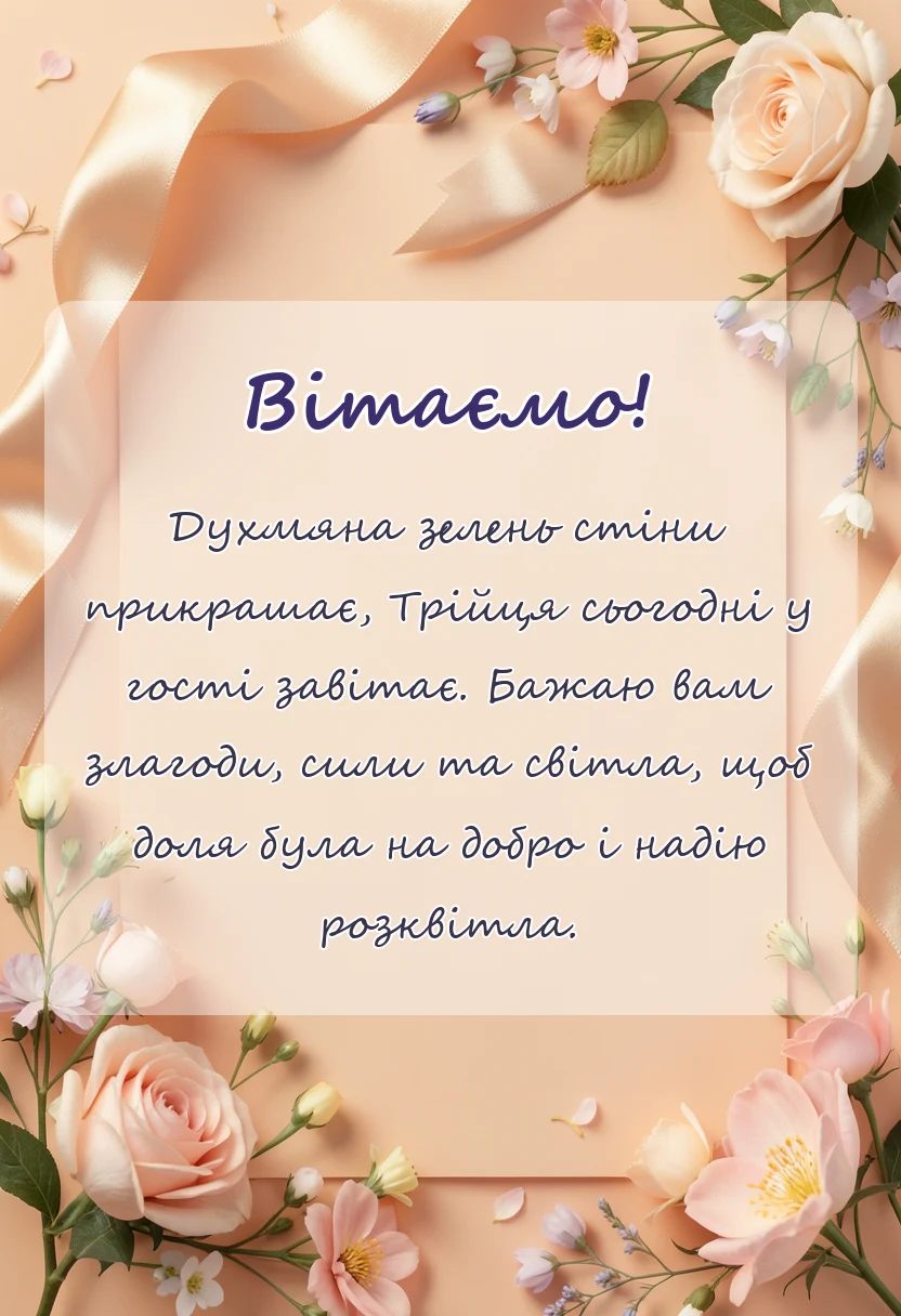 вітальна листівка - привітання з трійцею в картинках українською