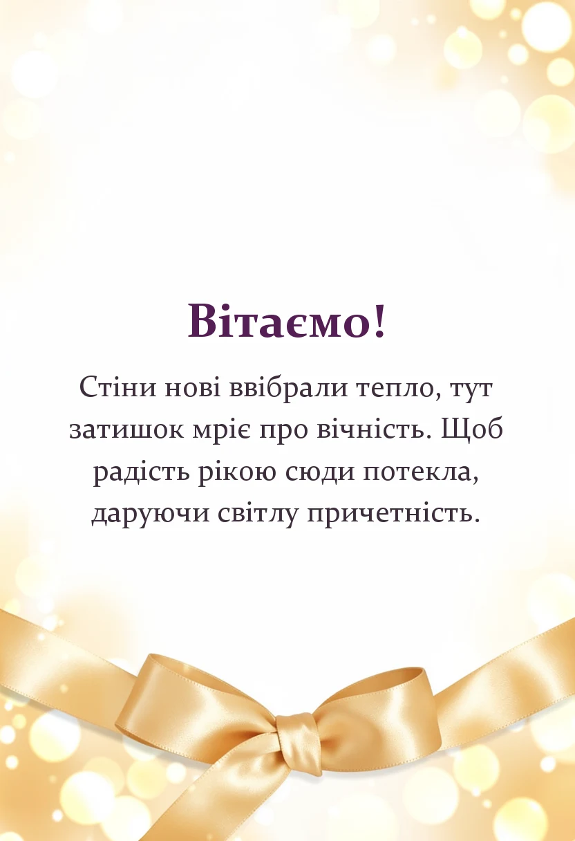 листівка з побажанням - тост на новосілля своїми словами