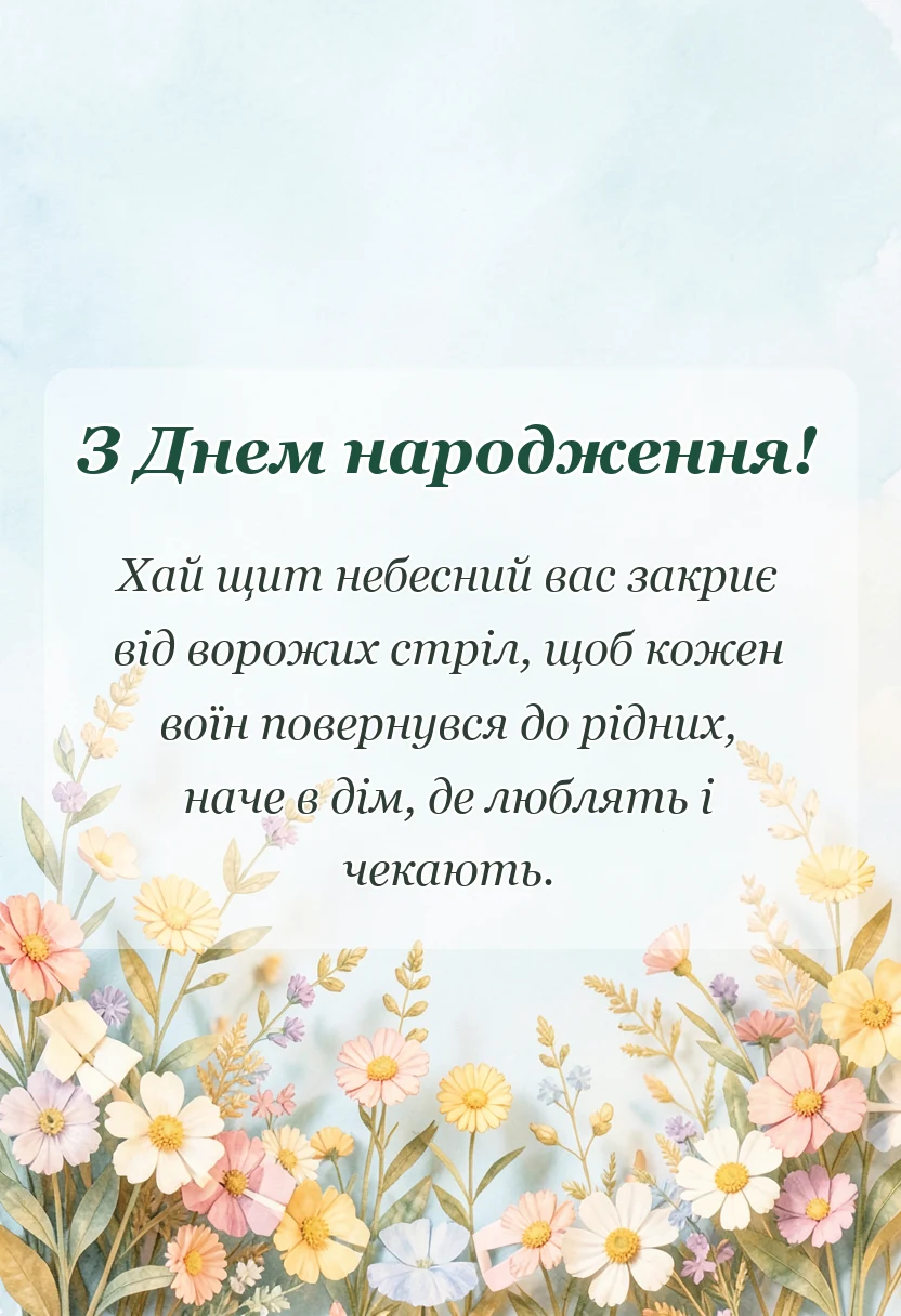 листівка з побажанням - побажання воїнам