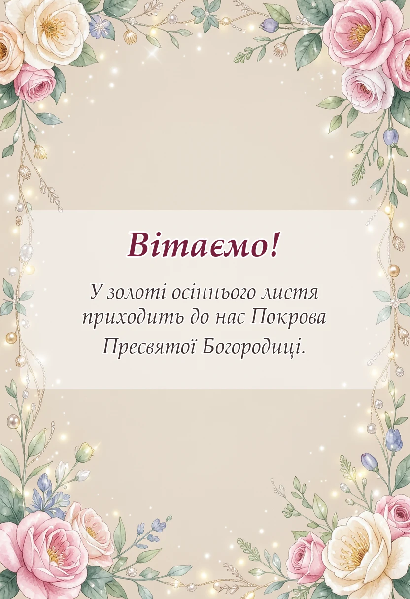 унікальна листівка - привітання з покровою пресвятої богородиці