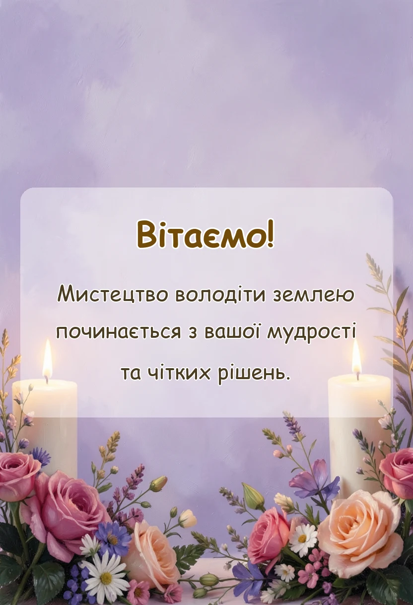 красива листівка: привітання з днем землевпорядника