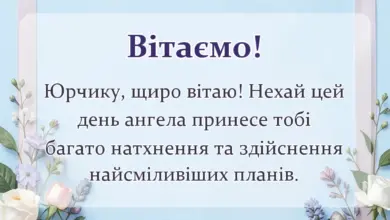 вітальна листівка - привітання з днем ангела юрія