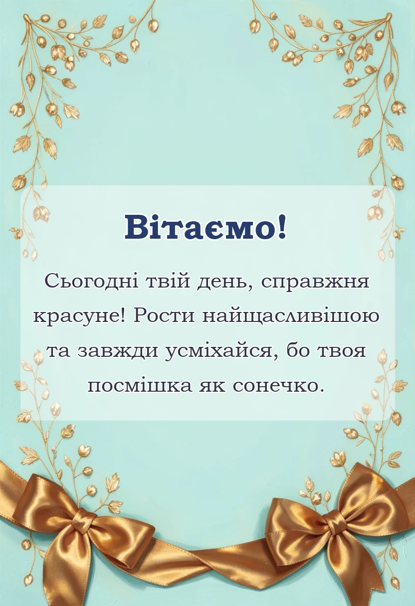 листівка з побажанням - привітання з днем народження 4 роки дівчинці