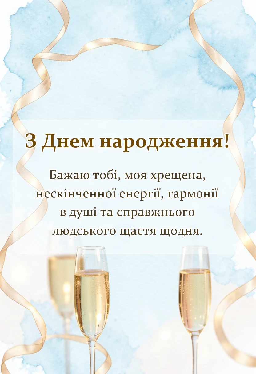унікальна листівка - привітання з днем народження хрещеній
