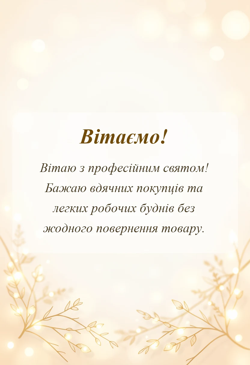 листівка з побажанням - привітання з днем працівника торгівлі
