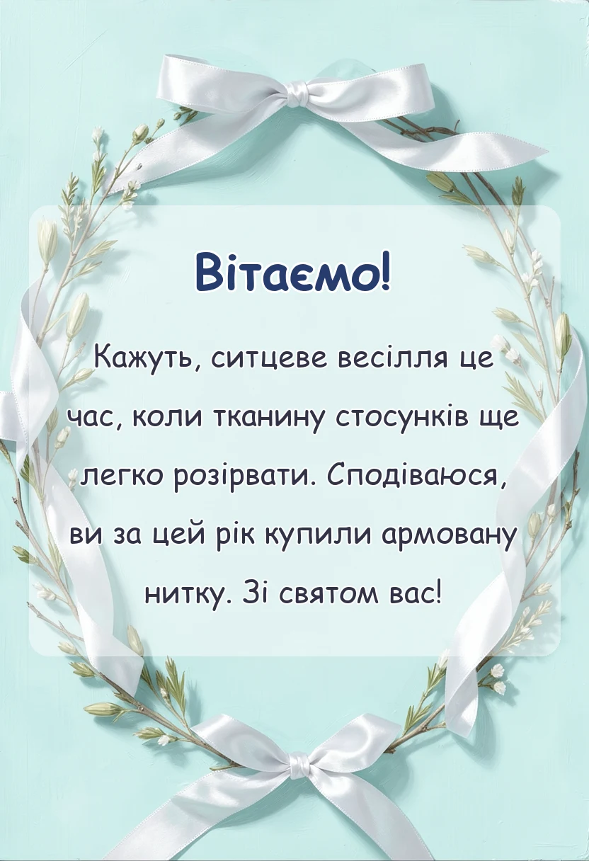 вітальна листівка - привітання з річницею весілля 1 рік