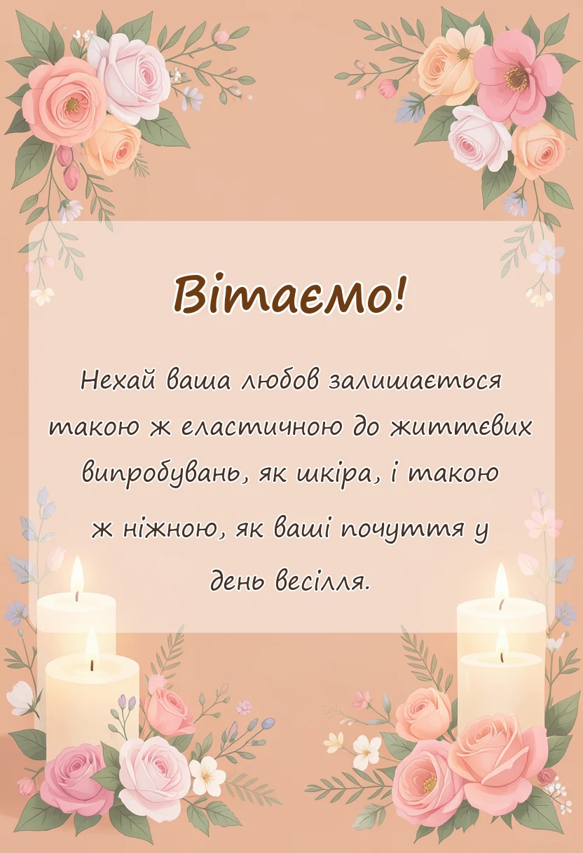 вітальна листівка - привітання з шкіряним весіллям своїми словами
