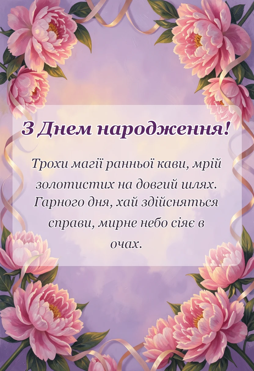 красива листівка: побажання доброго ранку гарного дня мирного неба