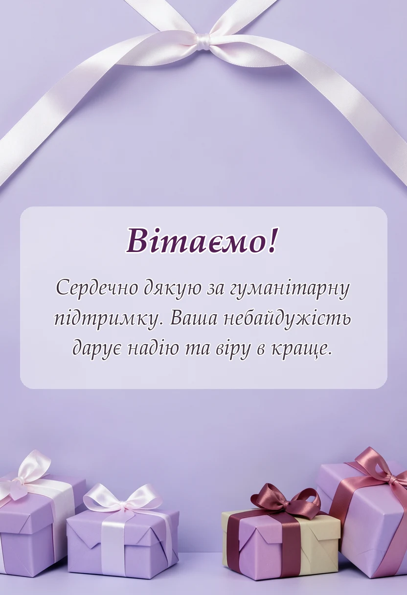 вітальна листівка - слова вдячності за гуманітарну допомогу