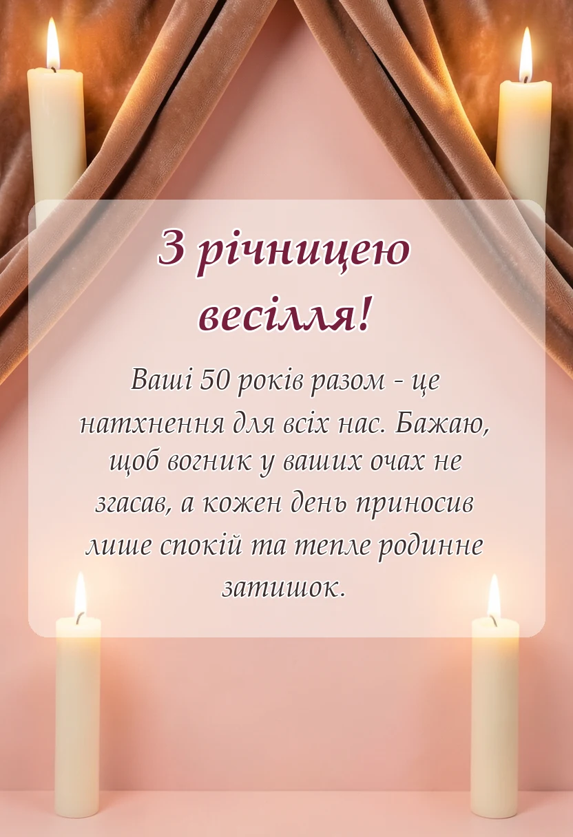 листівка з побажанням - текст привітання з золотим весіллям