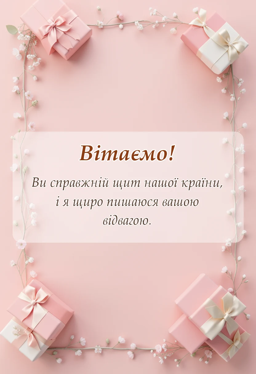 вітальна листівка - подяка військовому своїми словами