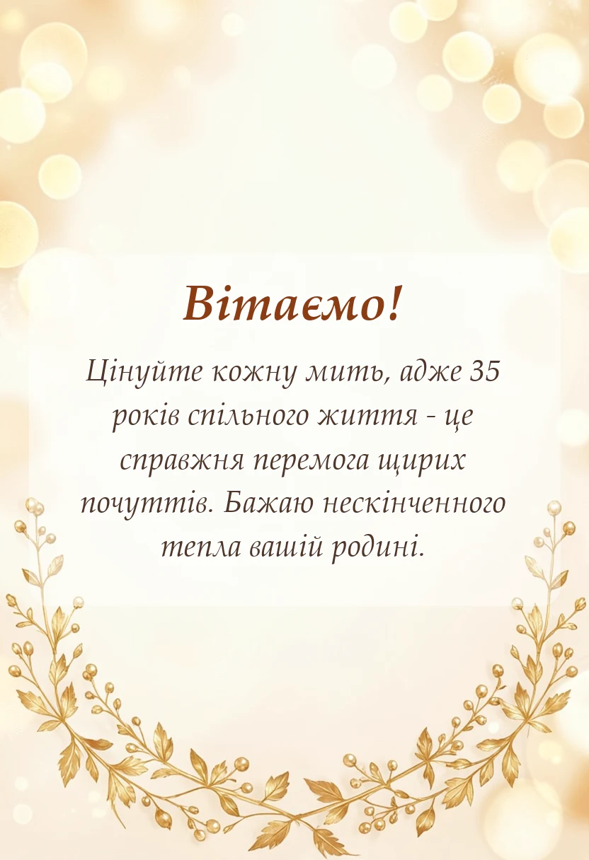 листівка з побажанням - привітання з 35 років весілля