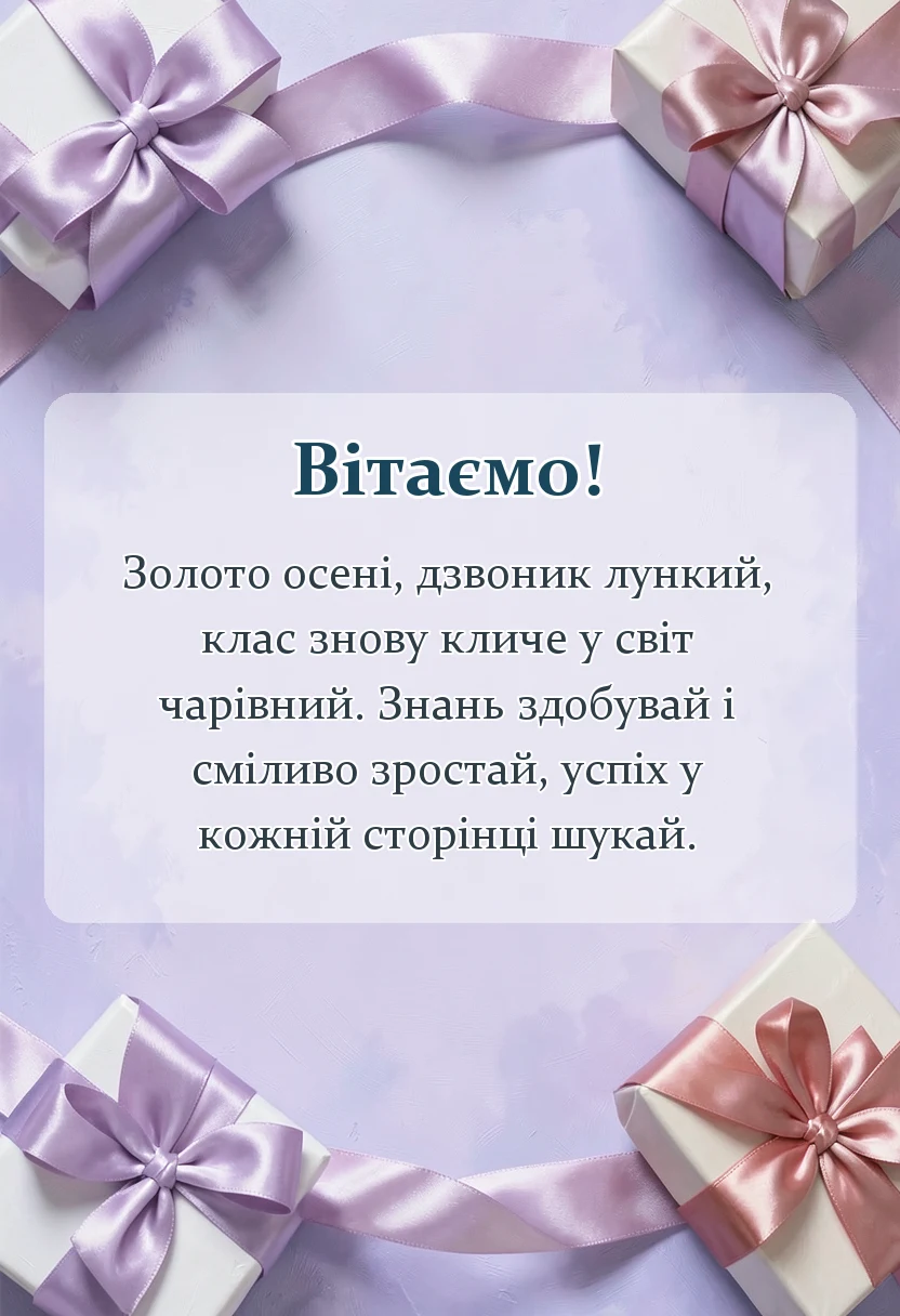 листівка з побажанням - вітання зі святом першого вересня