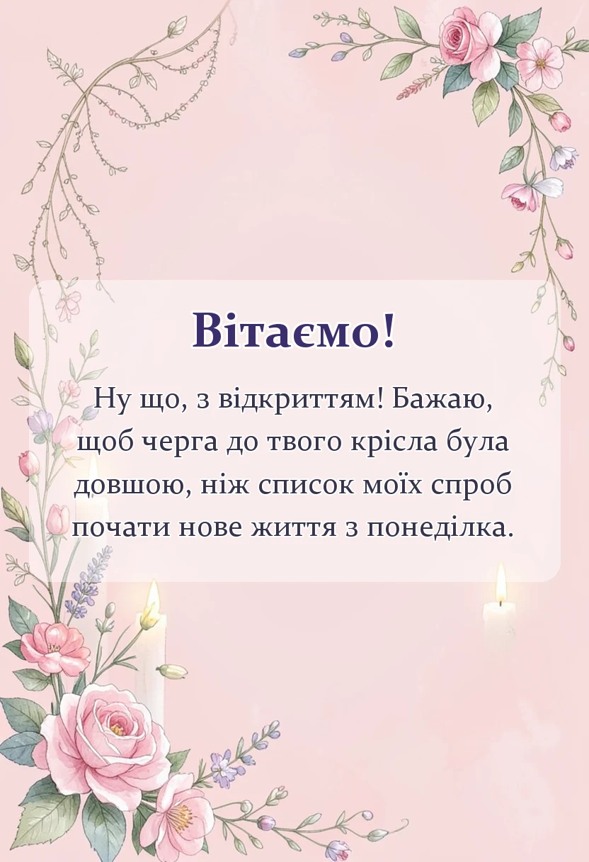 красива листівка: картинки з відкриттям салону своїми словами