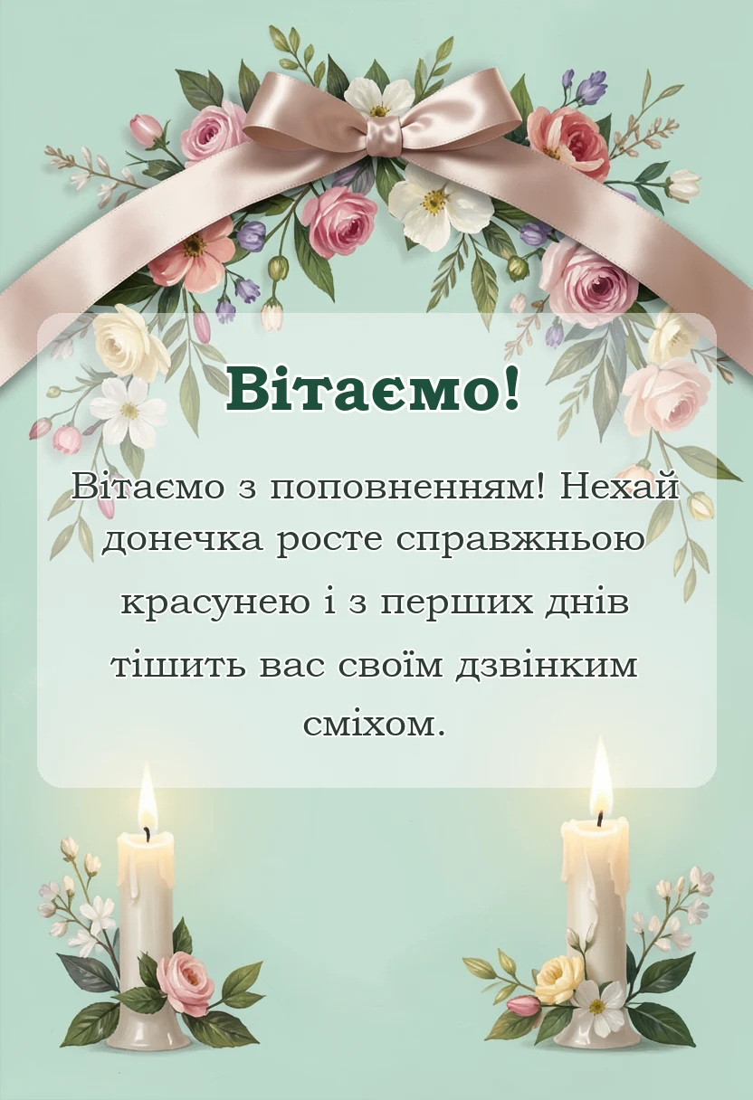 унікальна листівка - прикольні привітання з народженням донечки своїми словами