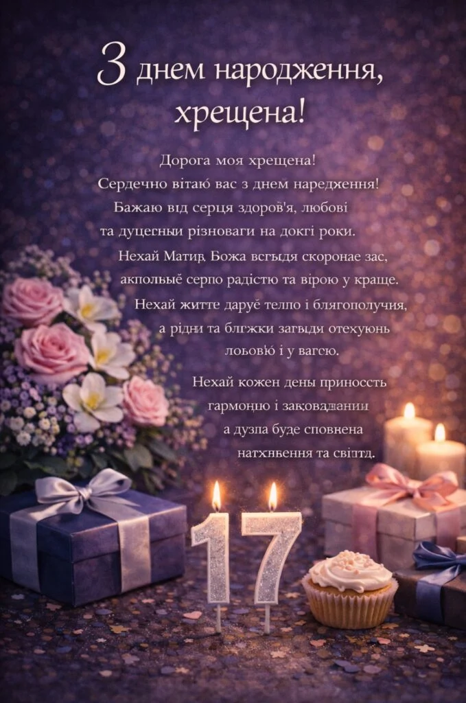 Привітання з днем народження хрещеній на 17 років.
